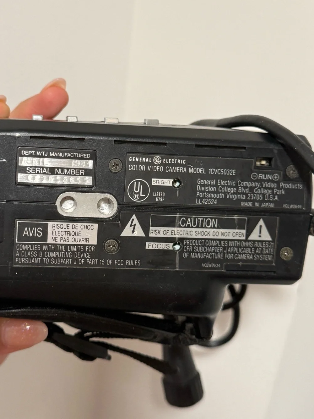 Vintage GE General Electric Color Camera Japan Lens 1984 VCR Camcorder UNTESTED